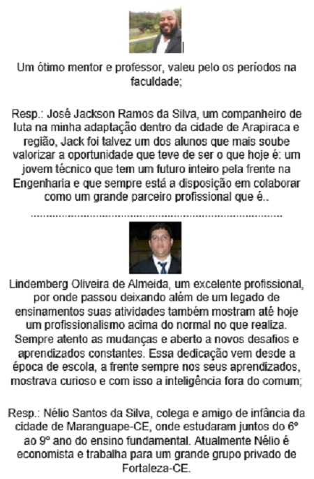 Testemunho ex colega e amigo Nlio e testemunho de ex aluno Eng Civil e colega Jack